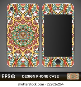 Phone case, delicate floral pattern. Vector background. Vintage decorative elements. Hand drawn background.