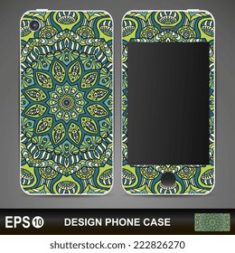 Phone case, delicate floral pattern. Vector background. Vintage decorative elements. Hand drawn background.