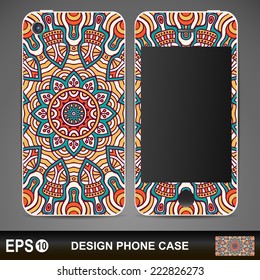 Phone case, delicate floral pattern. Vector background. Vintage decorative elements. Hand drawn background.