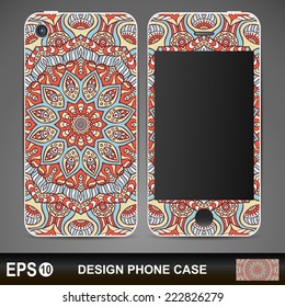 Phone case, delicate floral pattern. Vector background. Vintage decorative elements. Hand drawn background.