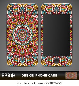 Phone case, delicate floral pattern. Vector background. Vintage decorative elements. Hand drawn background.