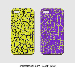 Phone case design. Abstract cracked background. Vector illustration.