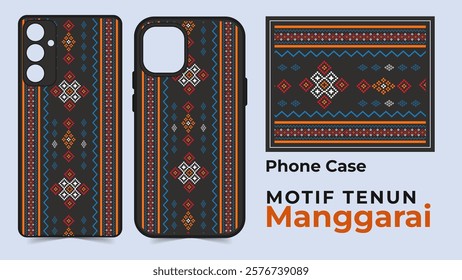 Phone case design featuring bold tribal stripes inspired by Manggarai's traditional weaving