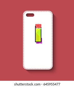 Phone case design. Geometric letter.  Memphis style. Vector illustration.