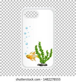 Phone case design with goldfish illustration