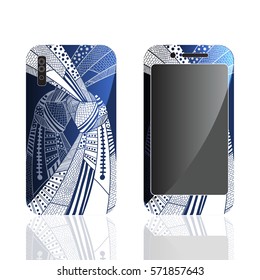 Phone case design for mobile smartphone with abstract doodle textile shape. 