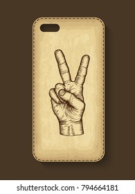 Phone case design. Old craft paper texture background. Vector illustration.