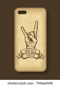 Phone case design. Old craft paper texture background. Vector illustration.
