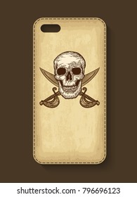 Phone case design. Old craft paper texture background. Vector illustration.