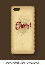 Phone case design. Old craft paper texture background. Vector illustration.