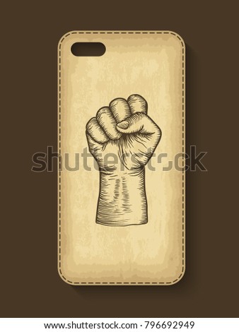 Phone case design. Old craft paper texture background. Vector illustration.