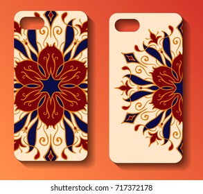 phone case design. Set fashionable floral ornaments for mobile phone cover, floral mandala. mobile phone case. Vintage decorative elements.