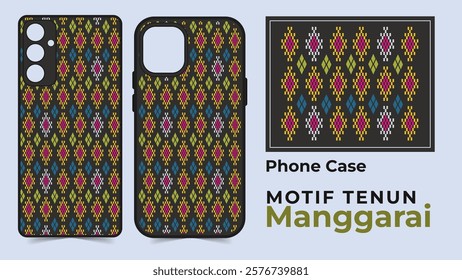 Phone case design showcasing the symmetrical and intricate patterns of Manggarai weaving