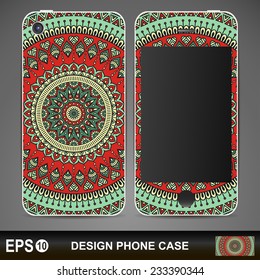 Phone case design. Vintage decorative elements. Hand drawn background. Islam, Arabic, Indian, ottoman motifs.