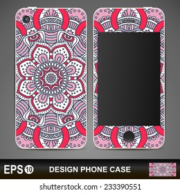 Phone case design. Vintage decorative elements. Hand drawn background. Islam, Arabic, Indian, ottoman motifs.