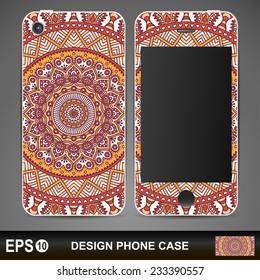 Phone case design. Vintage decorative elements. Hand drawn background. Islam, Arabic, Indian, ottoman motifs.