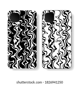 Phone case design. Vogue style. Concept art. Mobile phone cover, black and white abstraction. Fashionable, modern design. Vector illustration.