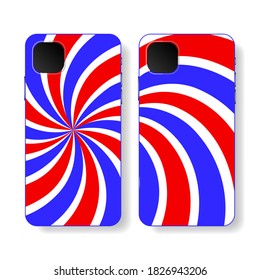 Phone case design. Vogue style. Concept art. Mobile phone cover, colored rays. Vintage style. Retro. Fashionable, modern design. Vector illustration.