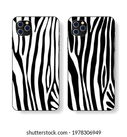 Phone case design. Vogue style. Concept art. Mobile phone cover, with animal print. Fashionable, modern design. Vector illustration.