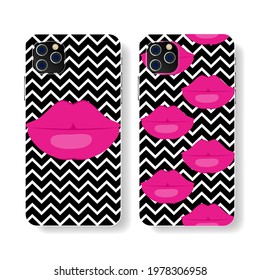 Phone case design. Vogue style. Concept art. Mobile phone cover, with animal print. Fashionable, modern design. Vector illustration.