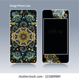 Phone case, ethnic floral pattern. Vector background. Decorative elements. 