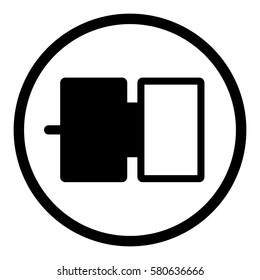 Phone case icon in circle on white background