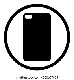 Phone case icon in circle on white background