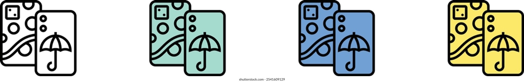 phone case icon. Outline, Green, Blue and Yellow Style Design Isolated On White Background