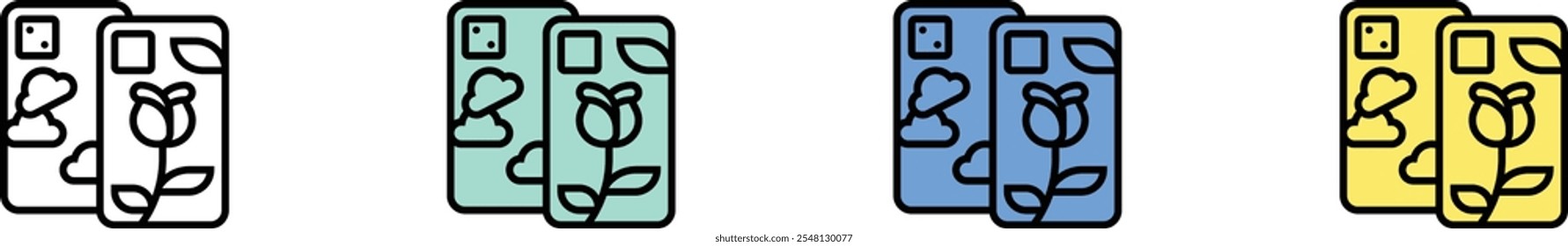 phone case icon. Outline, Green, Blue and Yellow Style Design Isolated On White Background