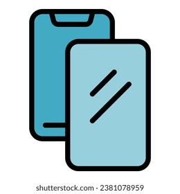 Phone case icon outline vector. Mobile cover. Cell device color flat