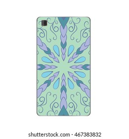 Phone case mockup with mandala in vector. Editable template for your design