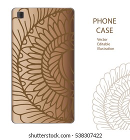 Phone case mockup with mandala in vector. Editable template for your design