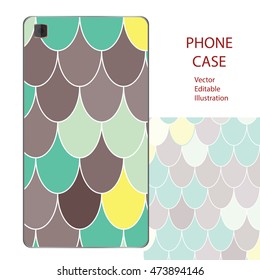 Phone case mockup with Moroccan Fish Scales in vector. Editable template for your design