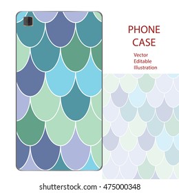 Phone case mockup with Moroccan Fish Scales in vector. Editable template for your design