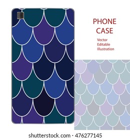 Phone case mockup with Moroccan Fish Scales in vector. Editable template for your design