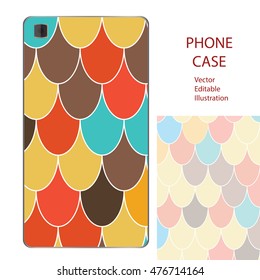 Phone case mockup with Moroccan Fish Scales in vector. Editable template for your design