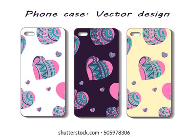 Phone case. pattern with heart. vector