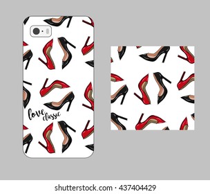 phone case with print of  shoes on white background