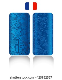 Phone case set for France soccer championship 2016 Design cell phone cases template Abstract Blue Background world football symbol France flag icon 2024 European Championship Soccer phone cover banner