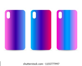 Phone case set with gradient backgrounds. Blurred shades. Vector illustration