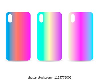 Phone case set with gradient backgrounds. Blurred shades. Vector illustration