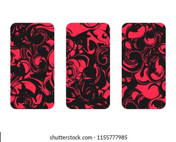 Phone case set. Marbling pattern set. Marbled paper watercolor. Grunge textures. Vector illustration