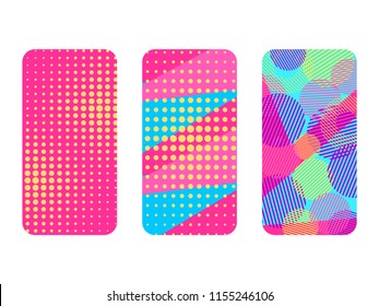 Phone case set. Memphis pattern background. Geometric elements memphis in the style of 80s. Vector illustration