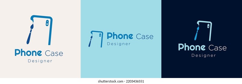 Phone case store logo design set, smartphone accessories business symbol, mobile device product shop brand identity emblem concept, protection editable commercial logotype, isolated on background