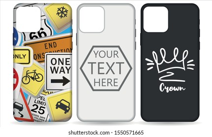 Phone case template set. Phone case mockup template vector illustration