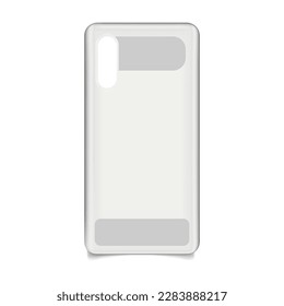 Phone case template vector. White phone case illustration from the outside view