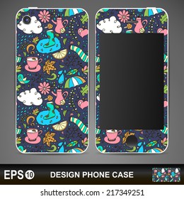 Phone case. Vector background. Vintage decorative elements. Hand drawn background.