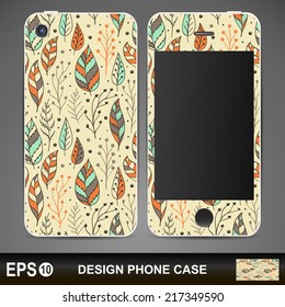 Phone case. Vector background. Vintage decorative elements. Hand drawn background.