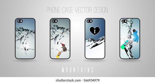 Phone case vector design. Theme - mountains.