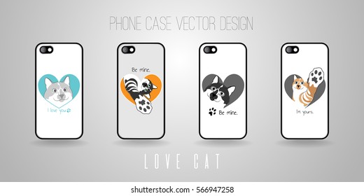 Phone Case Vector Design. Theme - Love Cat